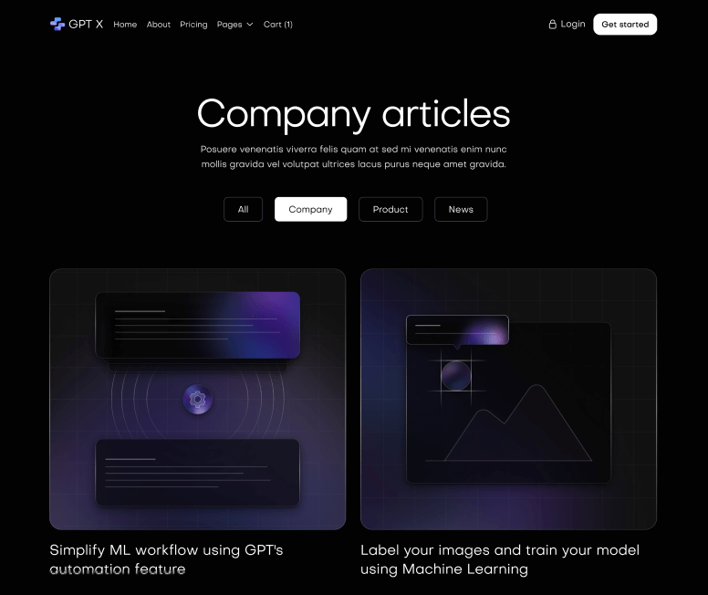 GPT X - Blog Category Main Page - AI & Machine Learning Webflow Template