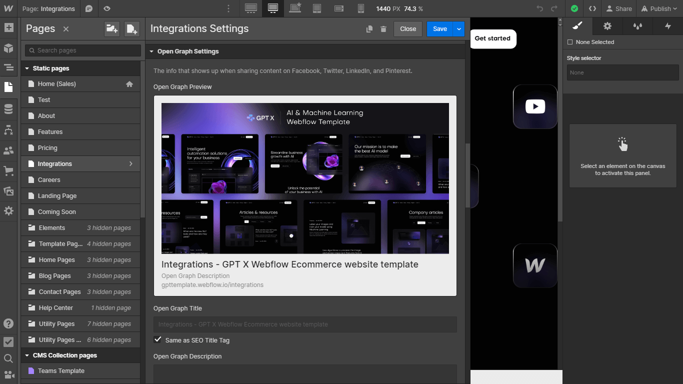 GPT X Webflow Template And UI Kit - Meta Configuration